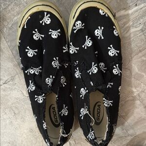 Soda Black Skull Slip-On Sneakers